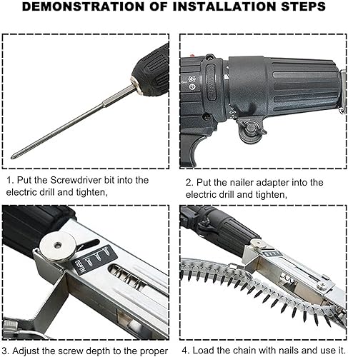 Miniatura 5 de YWBL-WH Máquina automática de clavos de cadena, adaptador de clavadora de tornillo de cadena con 50 clavos de cadena, adaptador de pistola de