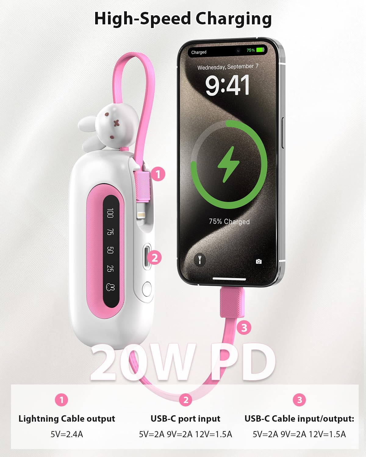 MIPOW Batería externa Miffy de 20 W, color rosa