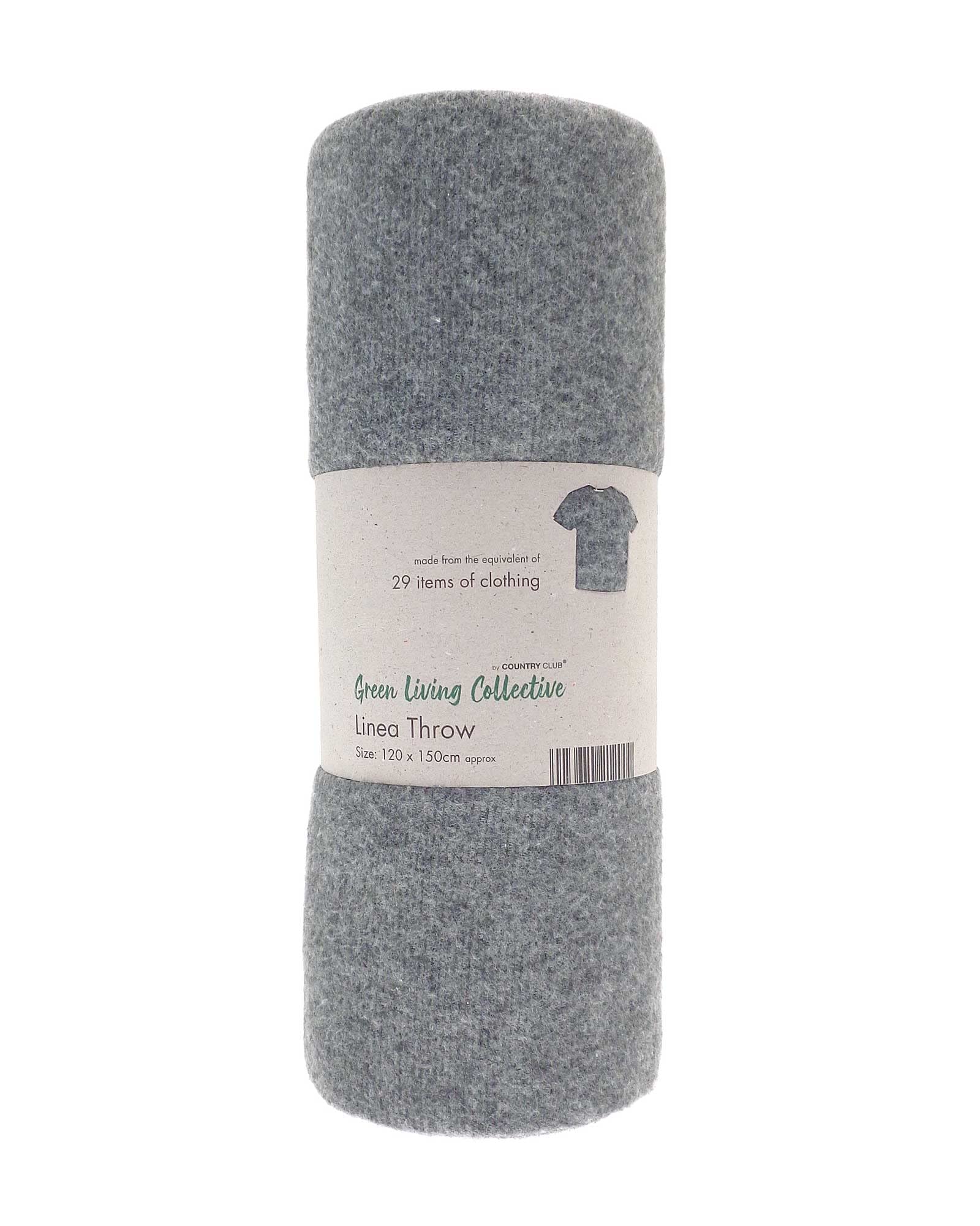 Green Living Collective Grey Eco Friendly Linea Design Fleece Blanket Throw Made From Recycled Fabrics 120X150cm