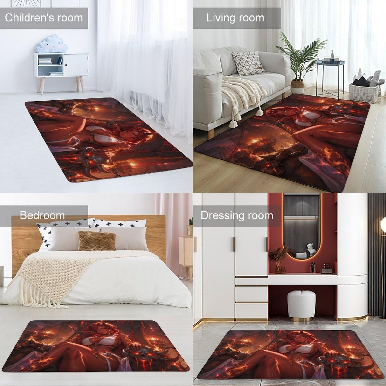 Hot Fiery Demoness Tapis 150 X 100 Cm, Imprimé Pour Chambre En Hiver