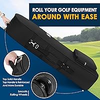Vista 6 de Golf Travel Bags for Airlines with Adjustable Support Rod and Detachable Shoulder Straps, Hard case Top Soft Foldable Golf Club Travel Covers