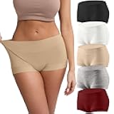 Women's Cotton Boyshorts Underwear 5-Pack Mid Rise Full Coverage Soft No-Roll Briefs (S-XXL)