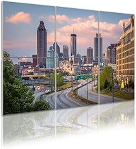 6 Pack Art Acoustic Panels Atlanta Georgia downtown city skyline highways Decorative Sound Absorbing Wall Panels 72"x48" Noise Canceling Soundproof Padding Room Decor for Office