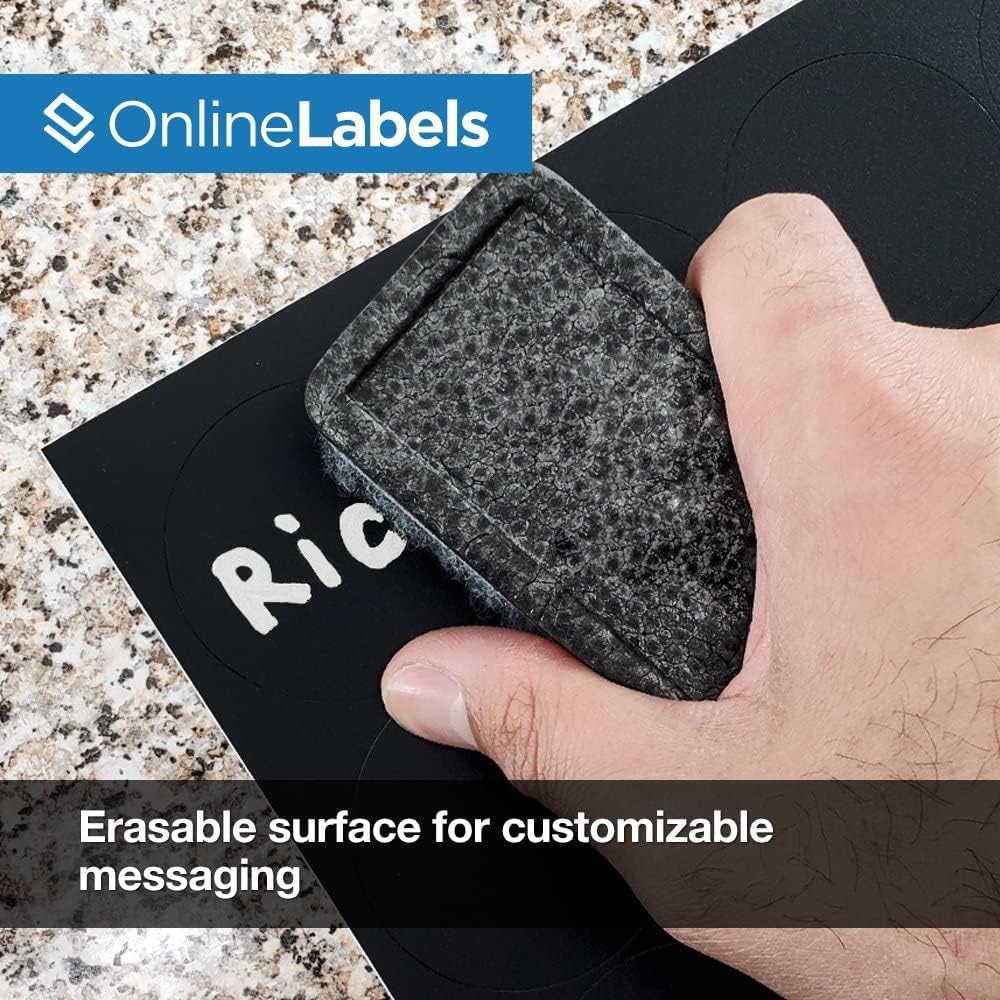 Round Chalkboard Stickers - Pack of 200 Stickers, 10 Sheets - 8.5 x 11 Sheet - Writeable - Online Labels