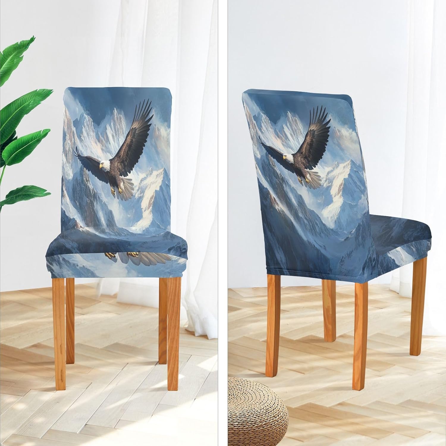 ALAZA Chair Covers for Dining Room, Eagles Wings Soars Over The Mountains Stretch Chair Cover Sets Chair Protector Removable Washable for Ktichen Restaurant Hotel