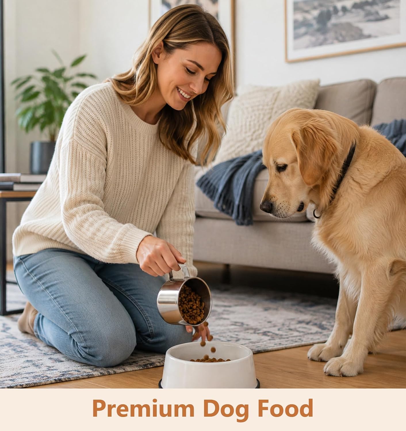 1Pcs 1 1/2 Cup Dog Food Scoop, 1.5 Cup Scoop, 304