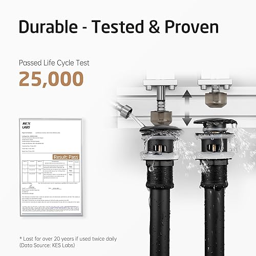 Miniatura 4 de KES S2008A-BK-P2 - Drenaje desplegable para lavabo de baño, 2 unidades de acero inoxidable T304 y latón, 2 unidades para lavabo de baño, color negro