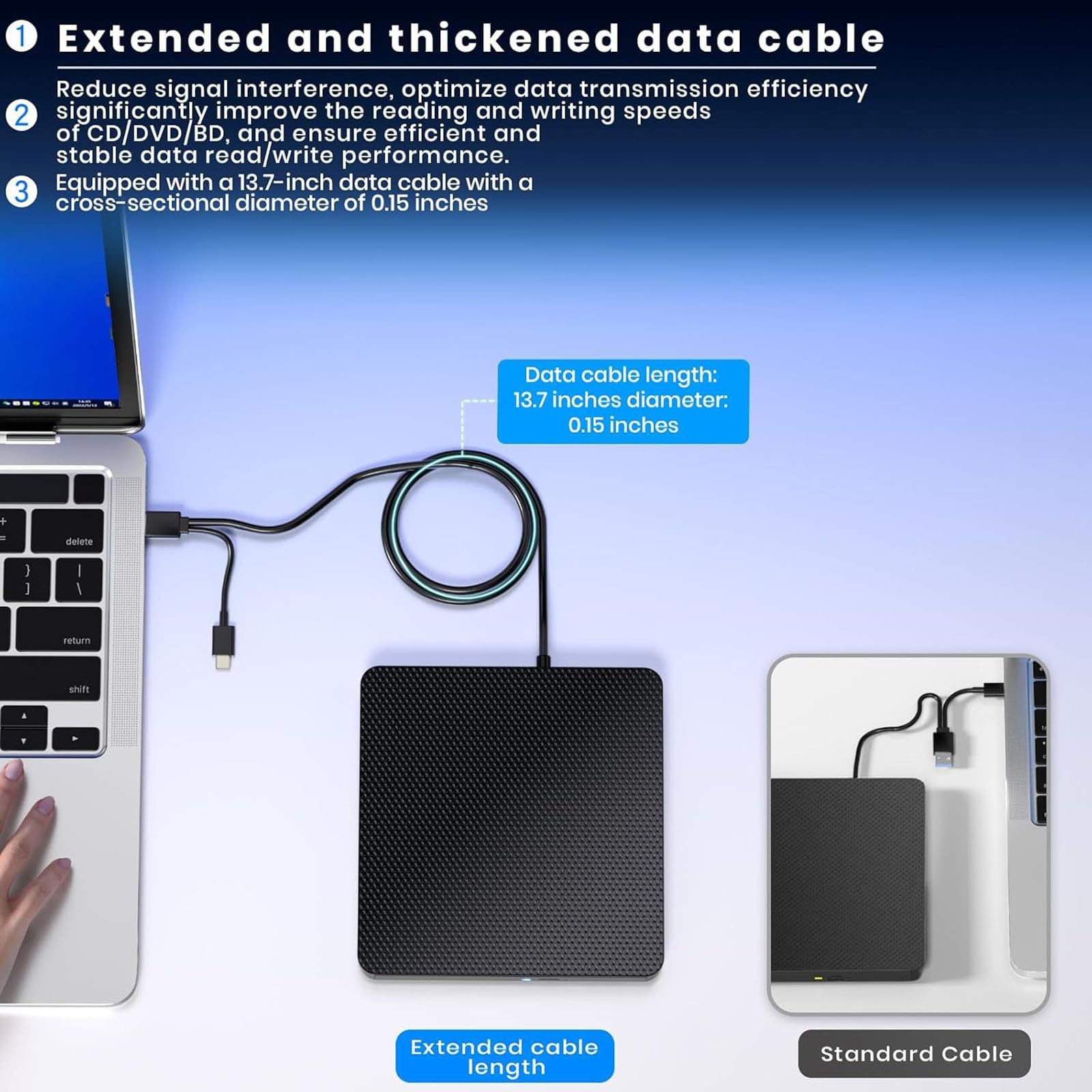 Colexy Blu ray Brenner, Bluray Laufwerk Extern, USB 3.0 Typ-C 3D CD DVD BD Brenner, Brenner Player für MacBook Laptop Desktop PC Laptop Kompatibel mit Mac OS Windows XP/7/8/10/11
