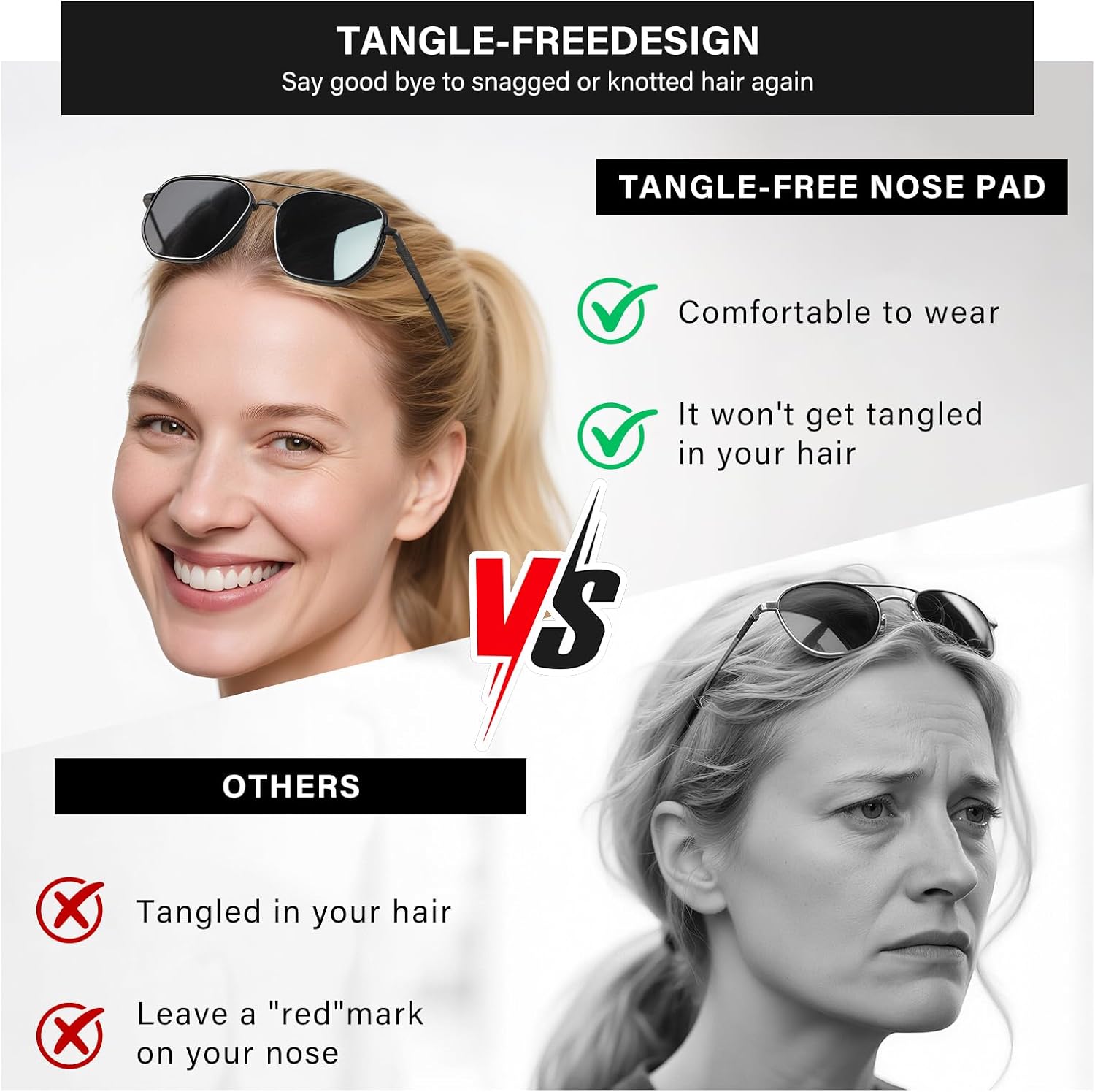 Aviator Sunglasses for Women Polarized Tangle Free Sunglasses for Driving Traveling UV400 Protection - Image 4