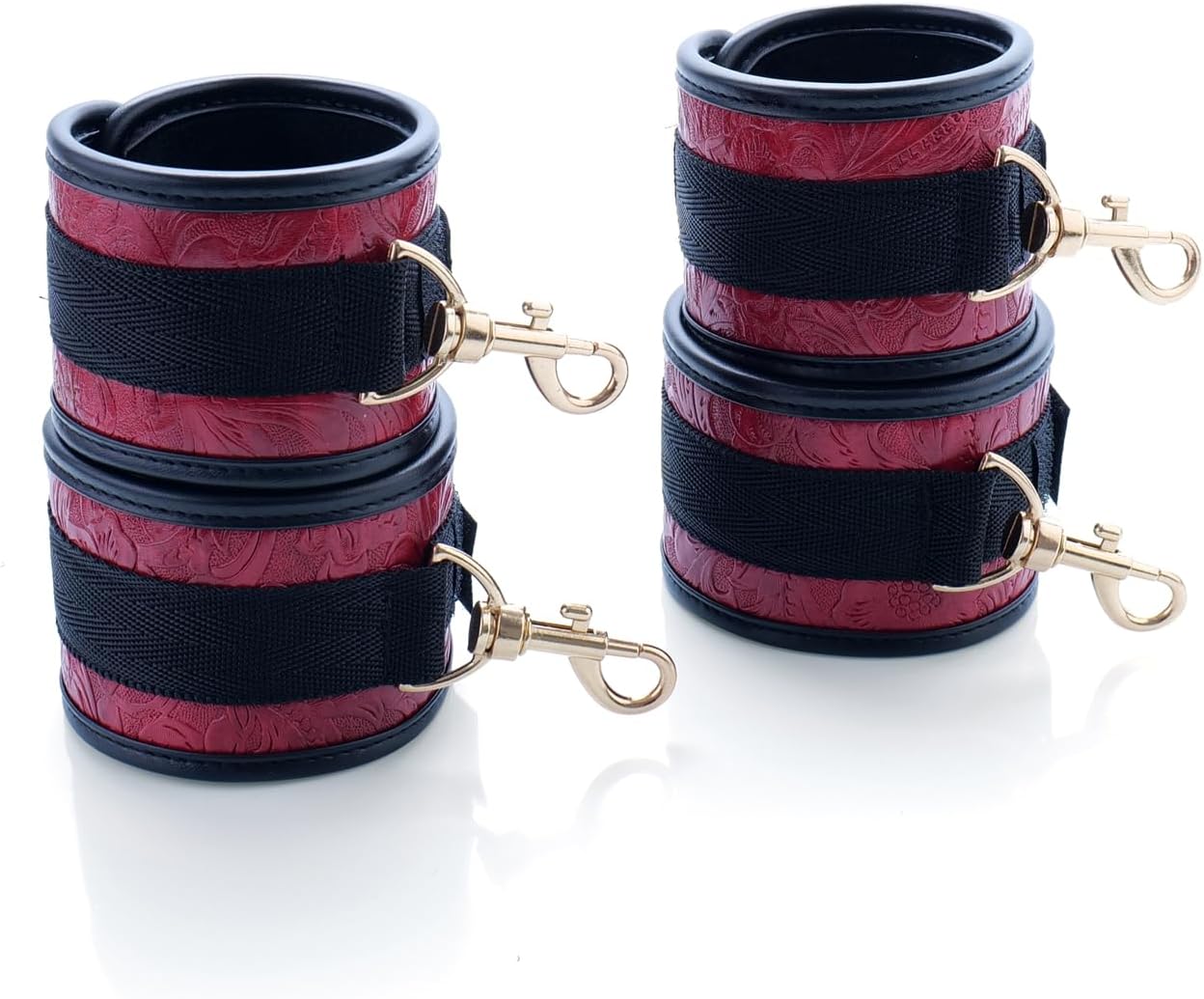 Portable Heavy Duty Stainless Steel Expandable Black Spreader Bar with 4pcs PU Red Embossed Adjustable Straps,Workout Bar for Home Gym Training Bar,Exercise Detachable Pilates Kit