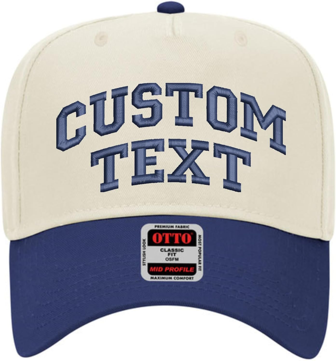 Custom Arched Text Hat | Two Tone Trucker Hat | Unisex 5 Panel Adjustable Snapback | Personalized Trendy Embroidered Ballcap