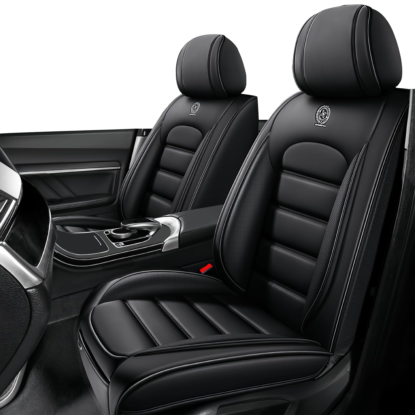 CCYCZX Car Seat Covers for GMC Envoy 2002-2015,2 Car Leather Protection，Waterproof Anti-Slip for Ultimate Comfort & Style（Classic Black Standard）