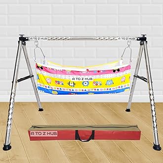 Portable Folding Ghodiyu with Free Cotton Cloth- Create a Soothing Oasis for Your Precious Little One (Black)