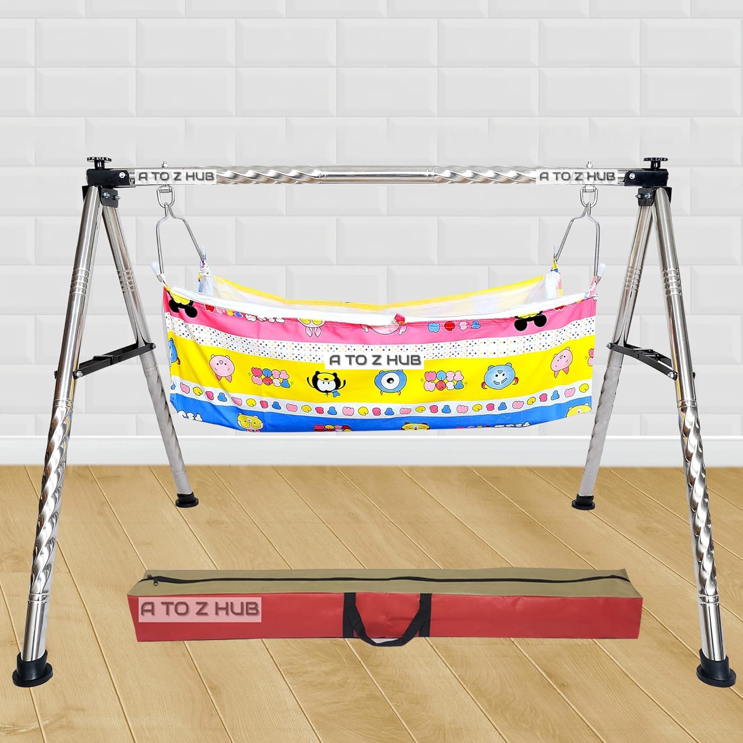A to Z Hub : Portable Folding Ghodiyu with Free Cotton Cloth- Create a Soothing Oasis for Your Precious Little One (Black)