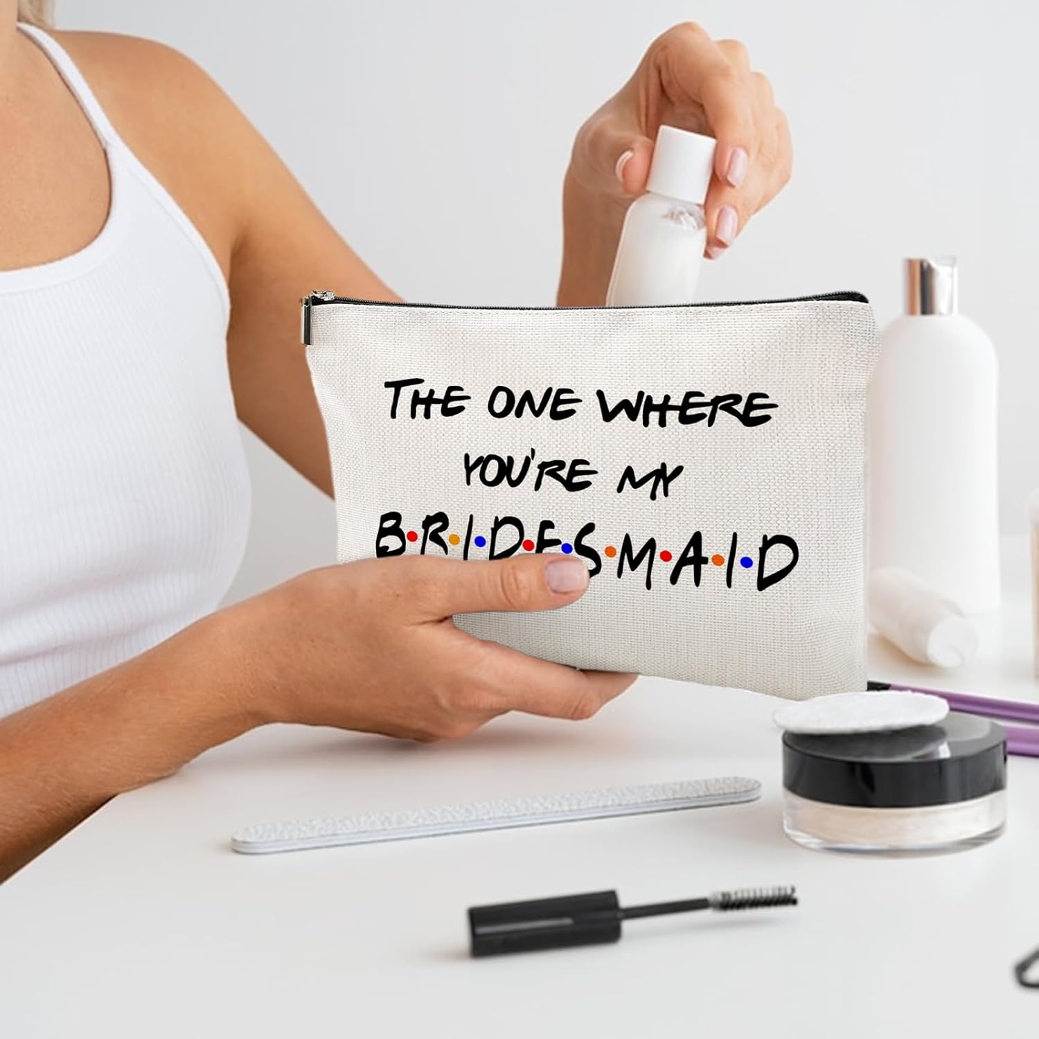 The One Where You're My Bridesmaid Bachelorette Party Wedding Gifts for Besties Friends Makeup Bag Purse Cosmetic Bag for Women - Image 7