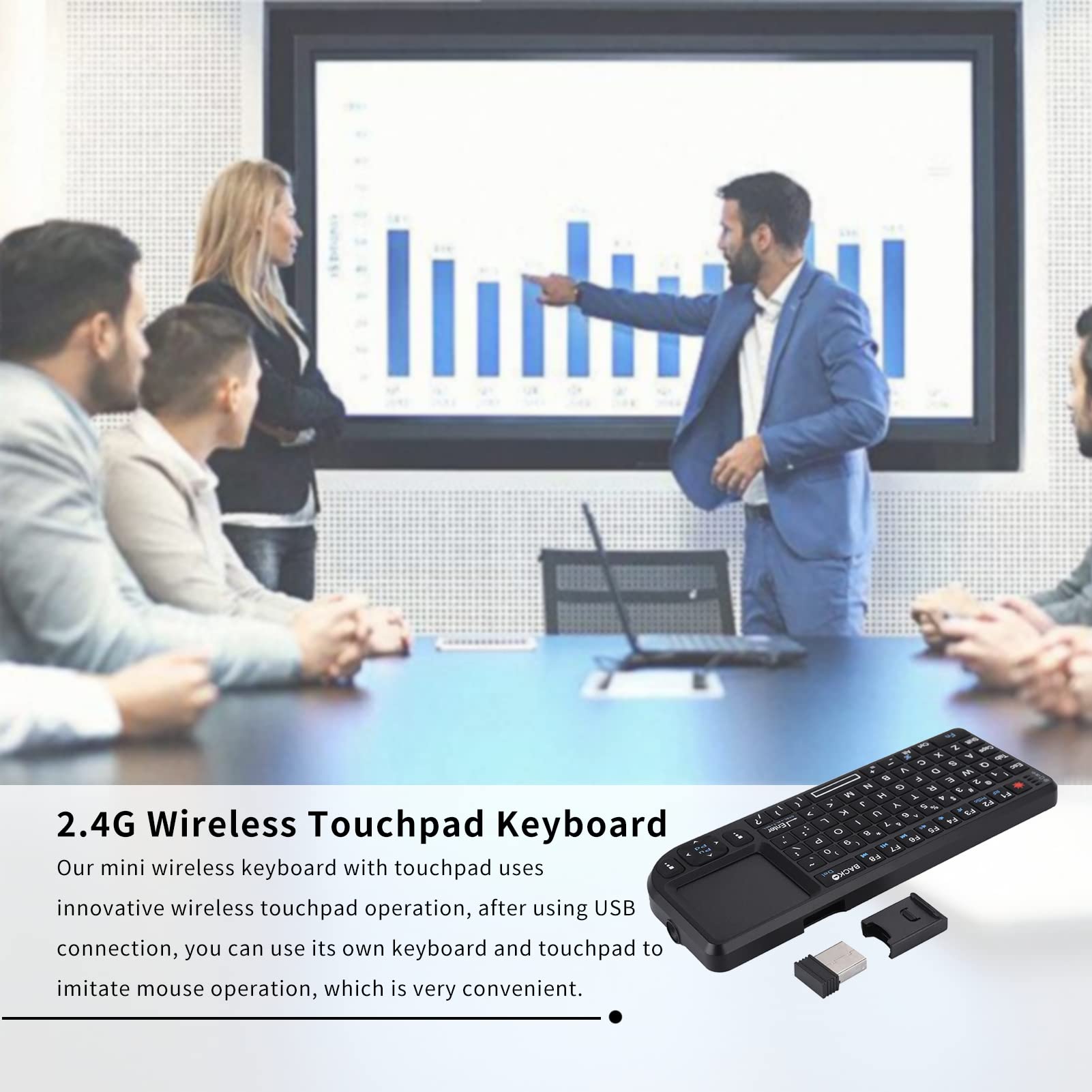Gugxiom Tastiera Touchpad Wireless 2.4G, Mini Tastiera Wireless USB 2.0 con 69 Tasti Retroilluminati, con Touch Pad, Indicatore IR, Ricevitore e Cavo USB per PS3/4 per 360
