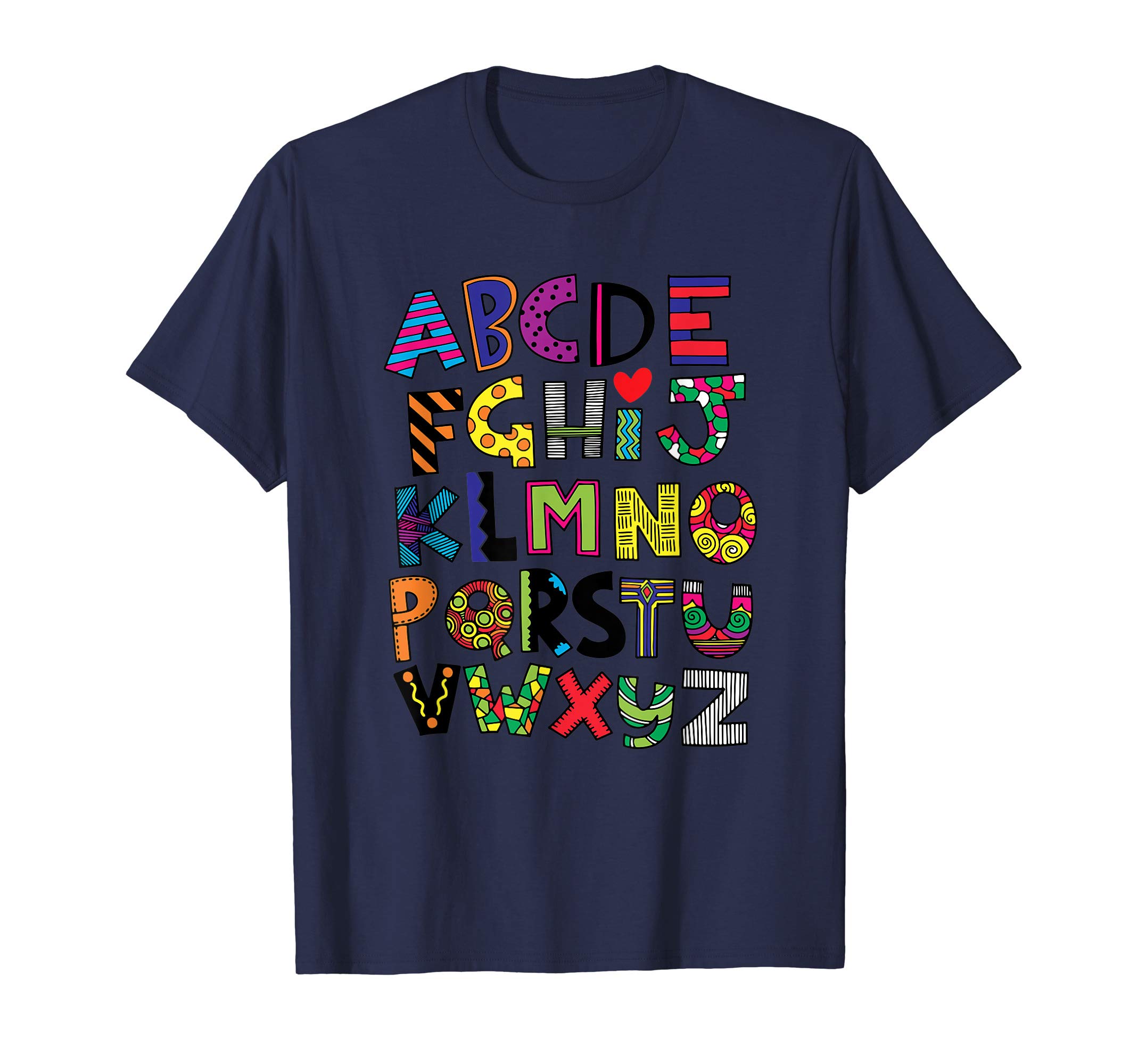 Alphabet tshirtCool Bright Fun Alphabet Shirt for Kids and Adults T-ShirtOEKO-TEX STANDARD 100