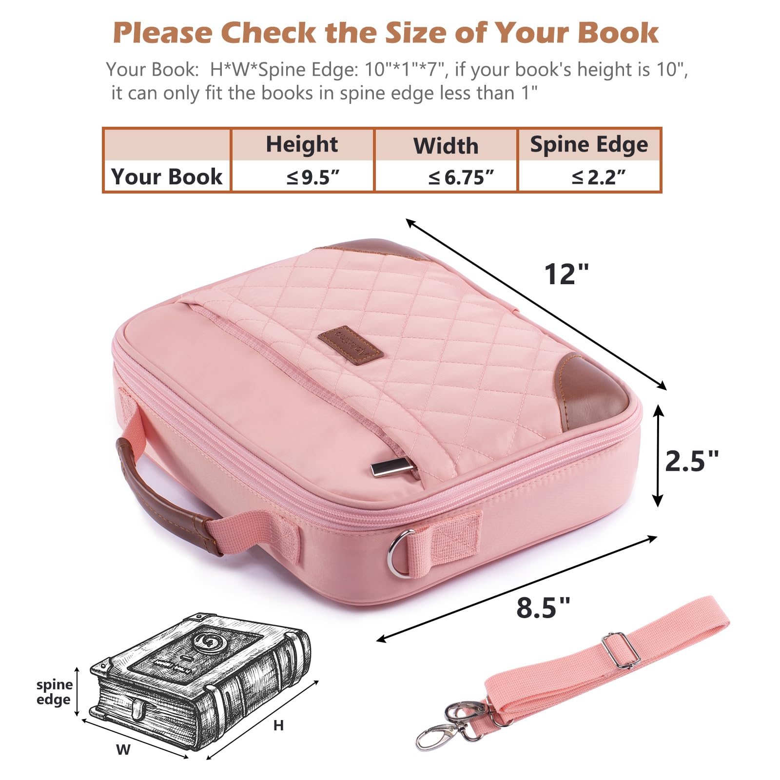Aplufine Funda para Biblia para hombres, funda para mujer, bolsas de Biblia medianas y bolsas de transporte de Biblia, portador de Biblia con correa para el hombro, trabillas desmontables para