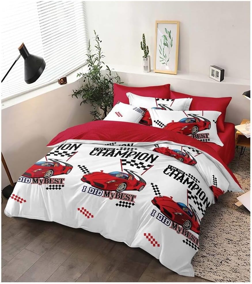 kids comforter set 4pcs set Cartoon character Single Size Comforter set 160x210cm, fitted sheets size (120x200)+30cm Cotton and polyester Modern Kids Bedding Set (FEIsnglcmfrt7)