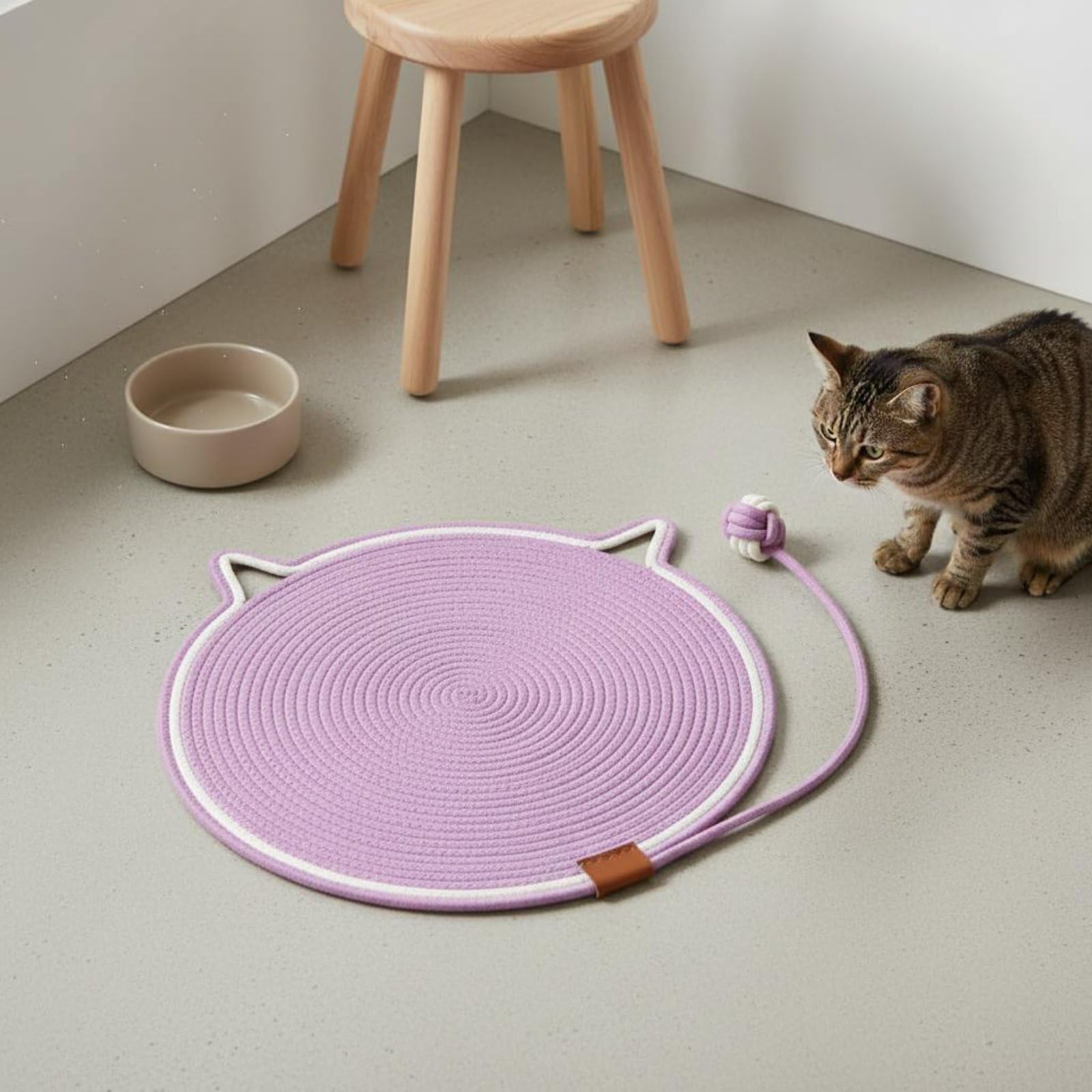 Tappetino Tiragraffi per Gatti Tappeto Tiragraffi Cuscino Stuoia per Mici con Corda Intrecciata Traspirante Riposo E Gioco Facile da Pulire Adatto per, Pink, 60CM