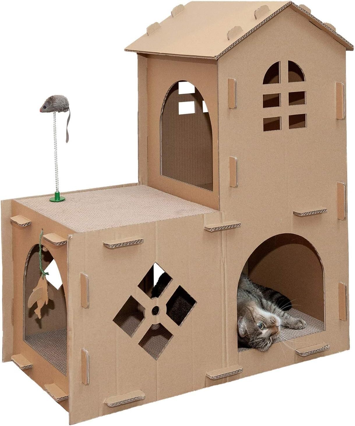 Jucgghk Beautiful Multi-Layer Cat Scratch Cardboard Cat House, Artificial Pet Scratch Boards, Suitable for Indoor Pets Suitable for Indoor Pets(Busy Kitty)