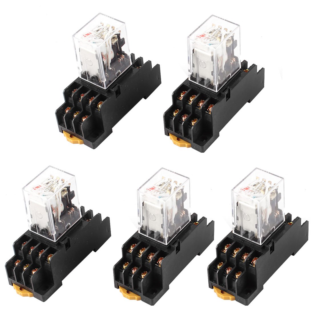 QAZXSEMUI HH54PL AC 36V Coil 4PDT 14Pin 35mm DIN Rail Power Relay 5 Pcs