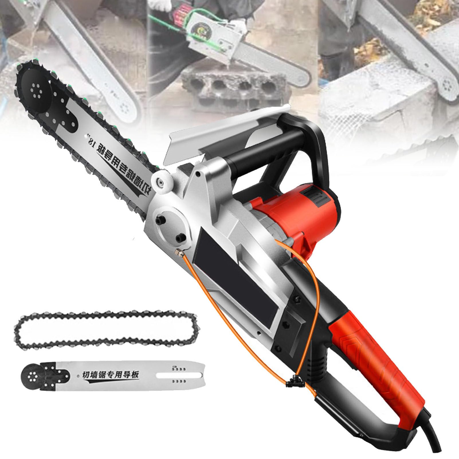 Scie à Chaîne Diamantée Portative Pour Béton - 5800W, Coupe 35 Cm, Avec Pompe à Eau Intégrée