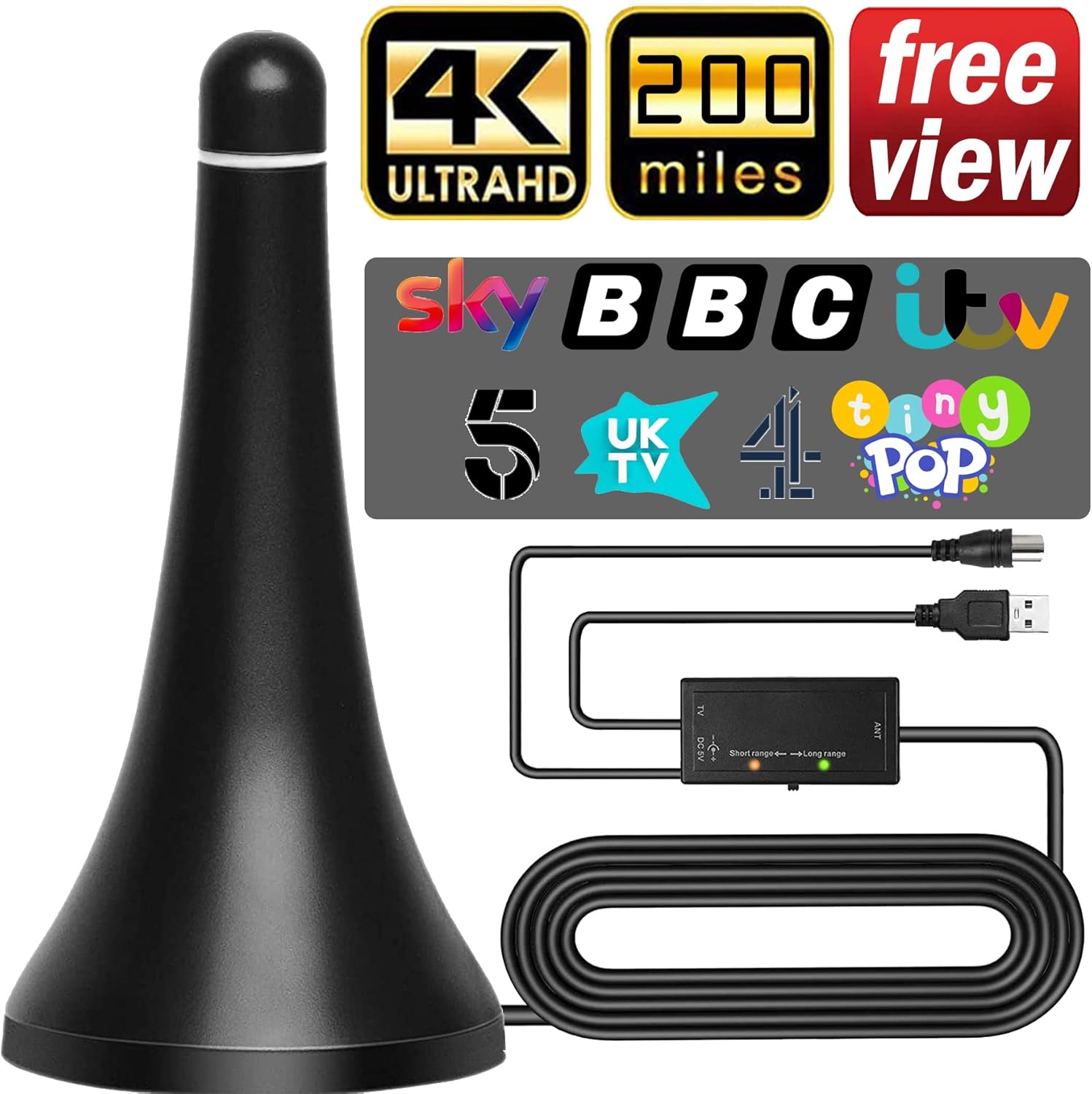 TV Aerial, Boyoye 2023 Newest Indoor TV Aerial Long 200+ Miles Range