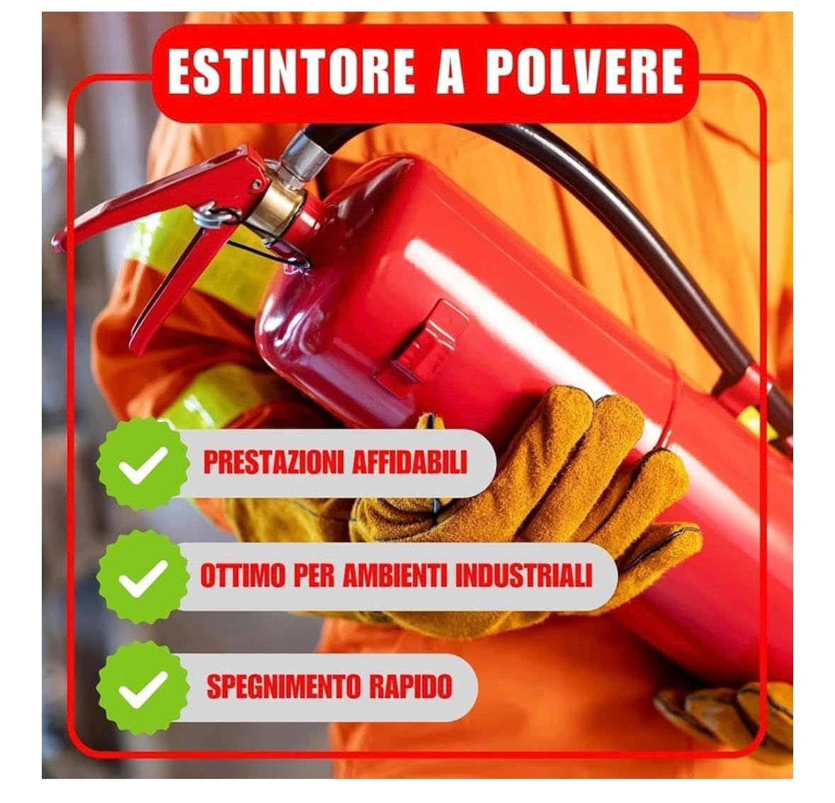 ESTINTORE A POLVERE DA KG 6 COMPRESO DI STAFFA E CARTELLO "ESTINTORE" PIU' CARTELLINO DI MANUTENZIONE