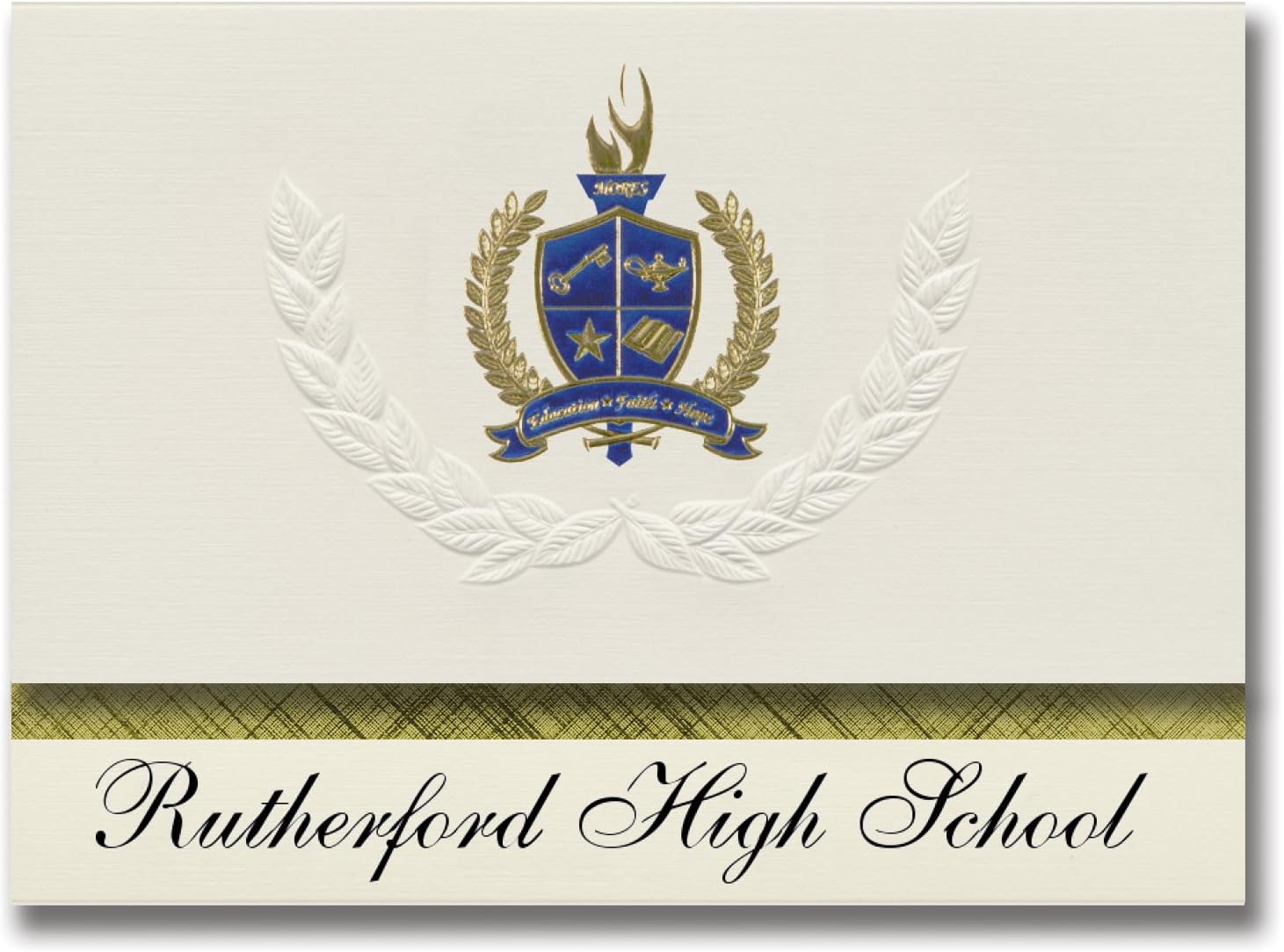 Signature Announcements Rutherford High School (Panama City, FL) Graduation Announcements, Presidential style, Basic package of 25 with Gold & Blue Metallic Foil seal