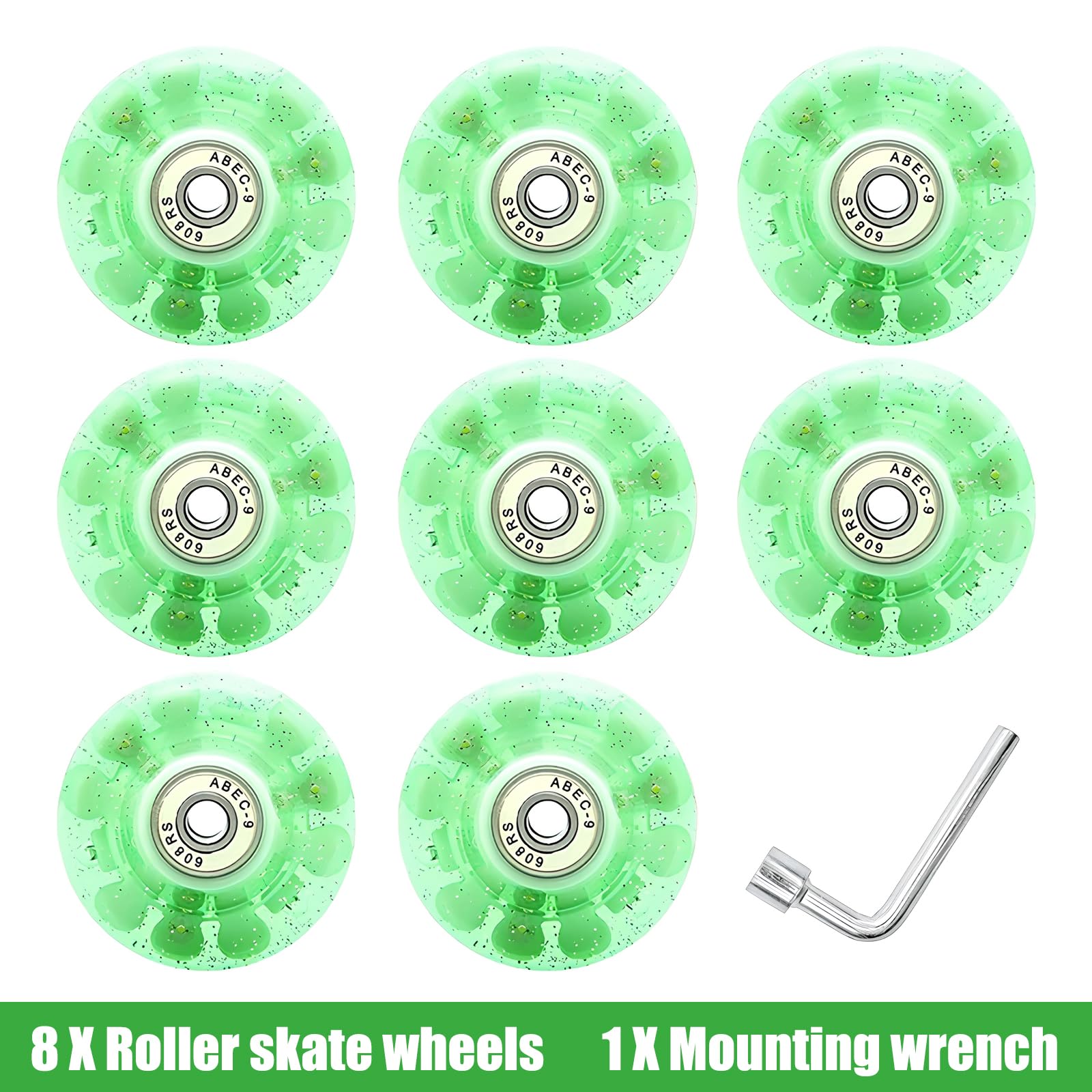 Ruedas Repuesto Patines, Paquete 8 Ruedas Patines 32 x 58 mm, Ruedas Luminosas Patines con rodamientos, Ruedas Patines Cuatro Ruedas Patinaje Cuatro Ruedas