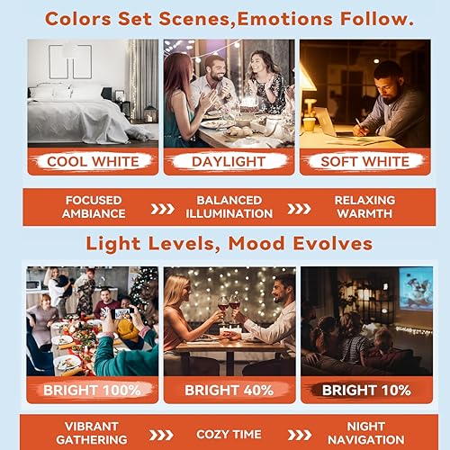 Miniatura 2 de Neporal MagicGlow - Bombillas recargables con control remoto, 3 cambios de tono + bombillas regulables alimentadas por batería, recargable por USB,