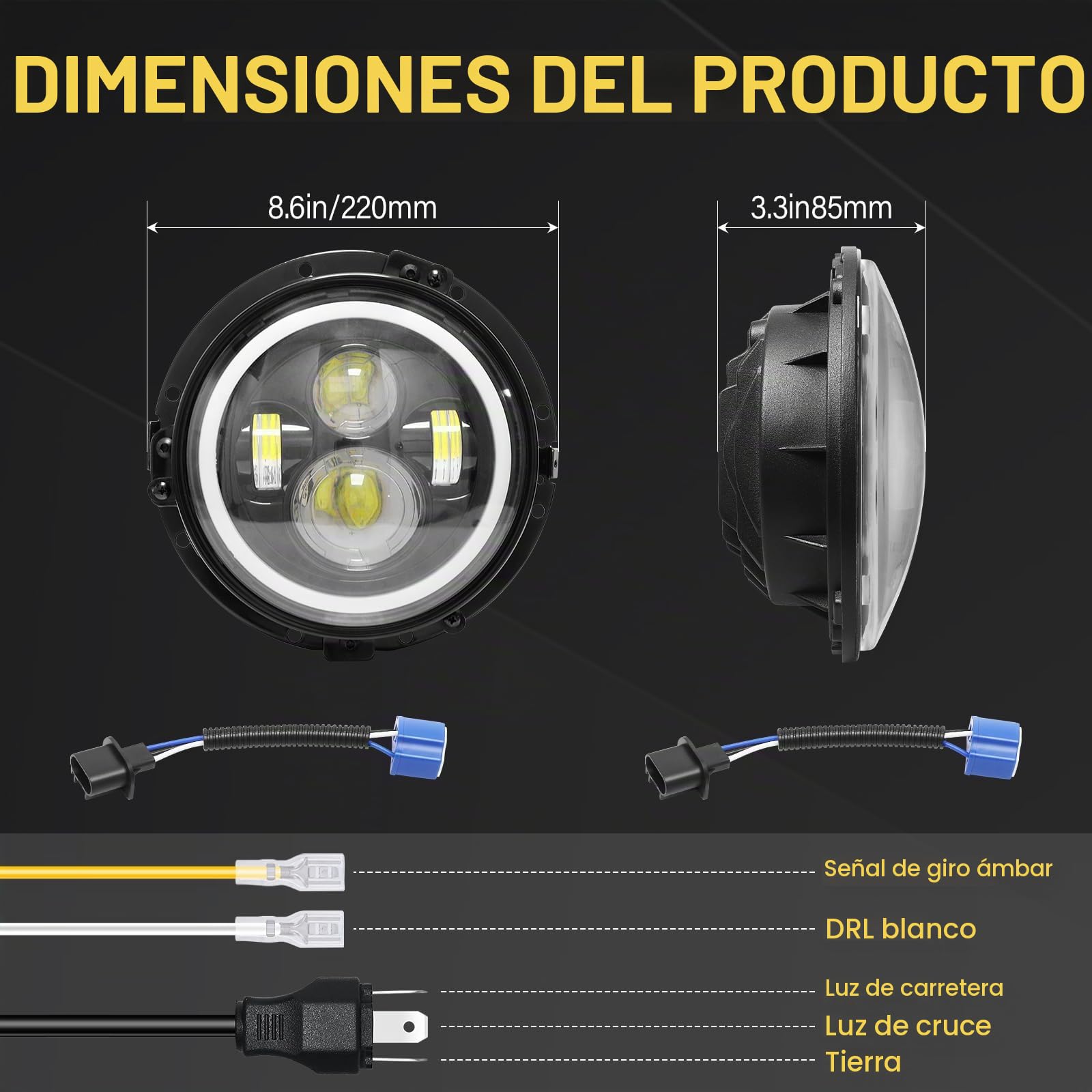 RIGIDON 2 x 7 Pulgadas 50W Faro LED con Soporte de Montaje, Ámbar/Blanco