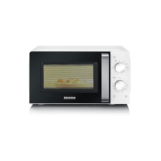 SEVERIN Four à micro-ondes 17 L, Four micro-onde 700 W pour décongeler, chauffer et réchauffer, Micro-onde avec 6 niveaux de puissance, Minuteur 30 min, Plateau tournant (Ø 24,5 cm), Blanc, MW 7885