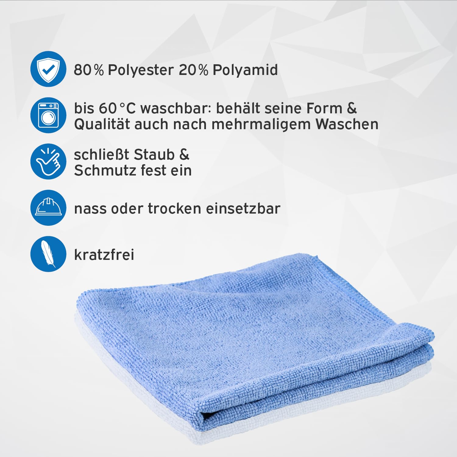 kör4u 200 paños de microfibra azul, 40 x 40 cm, 300 g/m², paños de limpieza para cocina, baño, cuidado del coche, paños de limpieza, paños de pulido, absorbentes, lavables a máquina a 60 °C