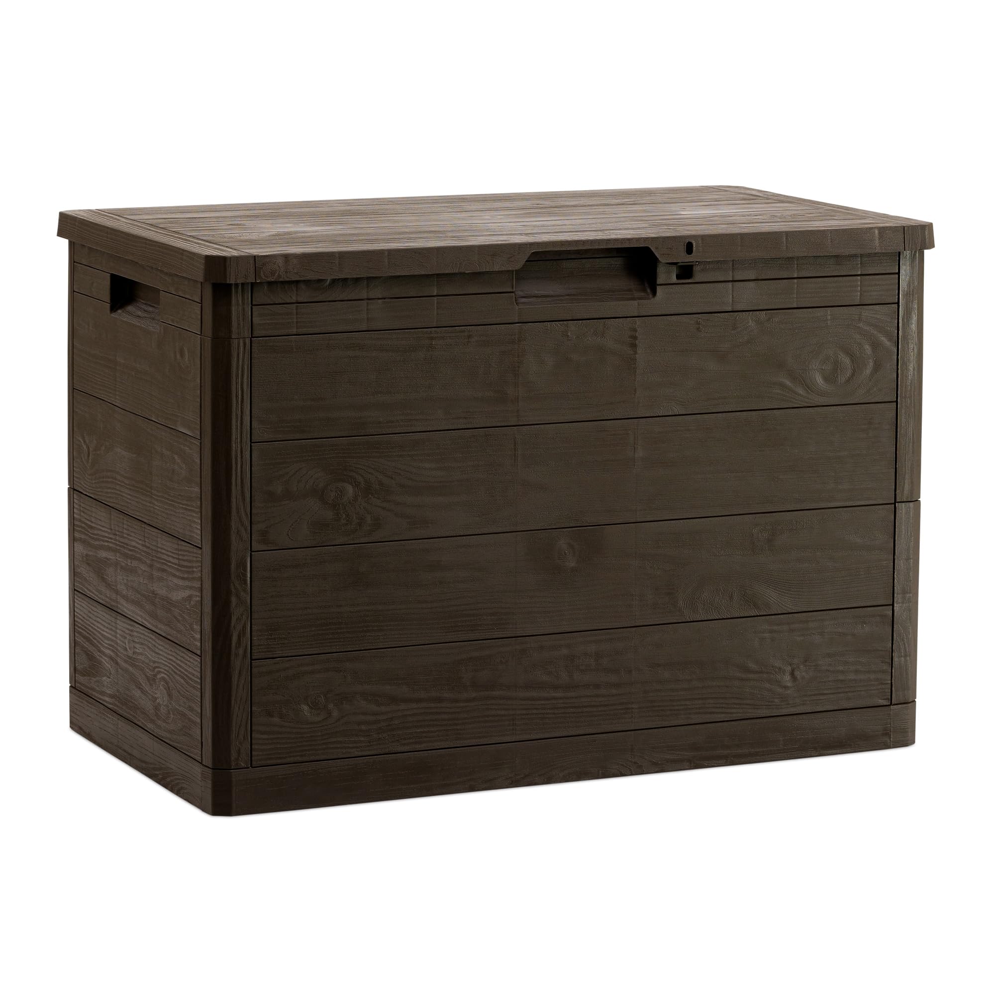 Toomax Truhe Multibox Woody's 160L Gepäckträger für den Außenbereich, Holzoptik, Maße 77,5 x 44,5 x 52,7 cm, Braun