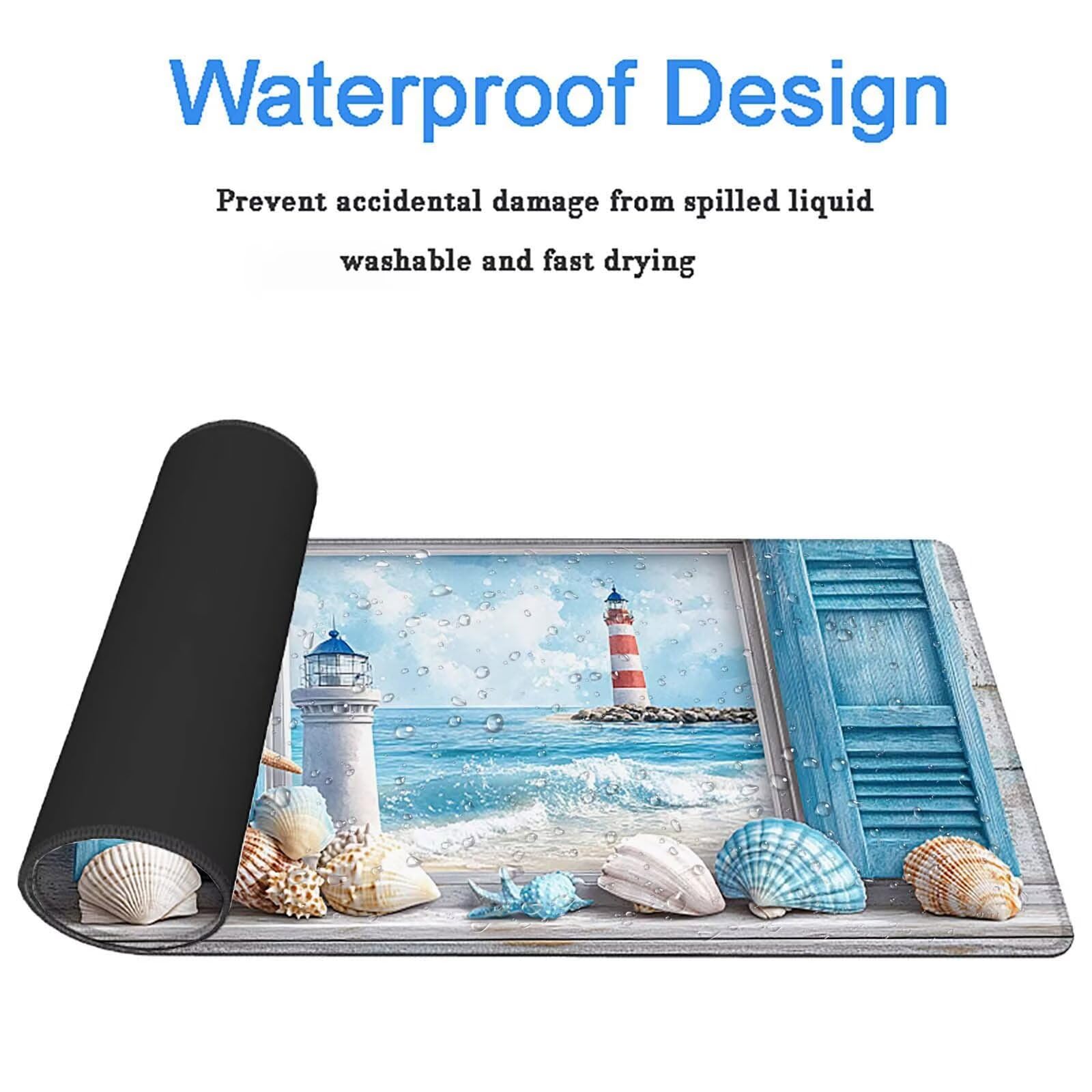 Tappetino Mouse Gaming, 1200x600mm Tappetino Mouse XXL spiaggia 0c0-246 | Mouse Pad Grande, Ottimizzato per i Sensori da Gioco, Migliora Precisione e Velocità, per Mac e PC, Faro 2