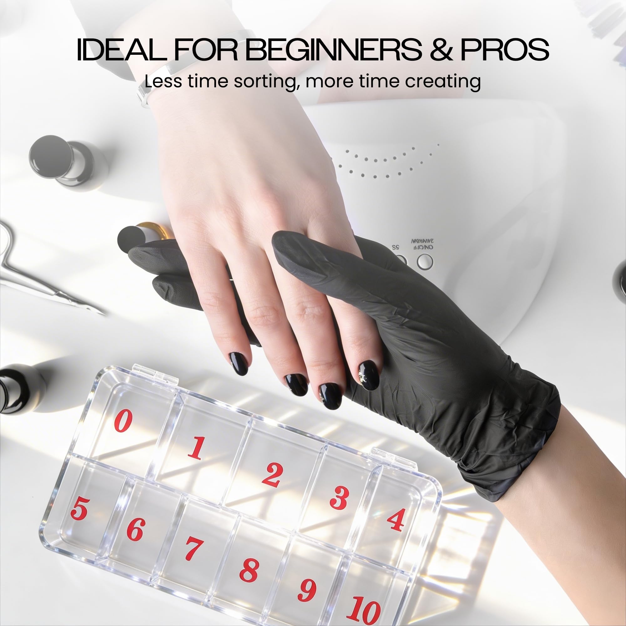 Beauticom USA - Caja organizadora de 11 espacios vacíos para puntas de uñas postizas, vitaminas, accesorios, 11 secciones