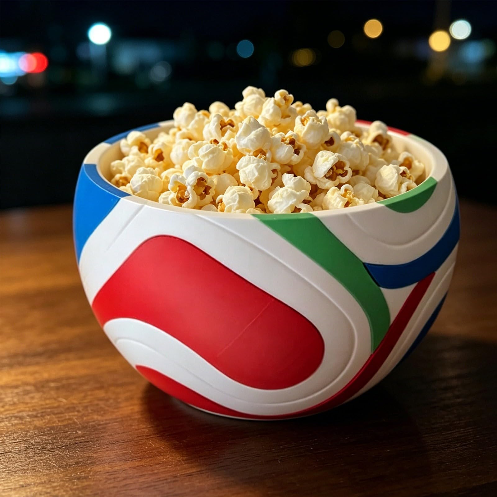 Ciotola per snack in plastica riutilizzabile a forma di calcio per popcorn per feste ed eventi sportivi per servire patatine fritte, noci, snack, regalo per gli appassionati di calcio
