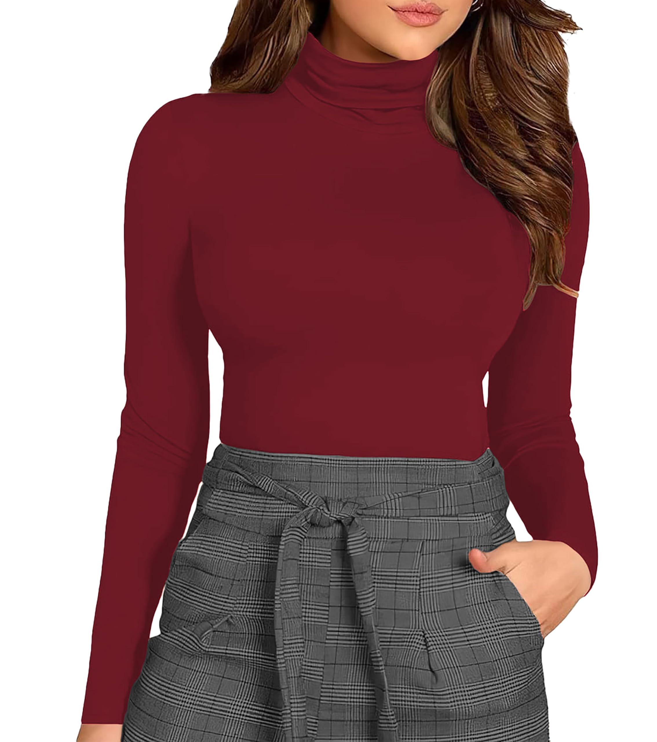the blazze Women's Cotton Stylish Western Basic Solid Wear high Neck with Full/Long Sleeve Crop Top for Women L714,-picture-34