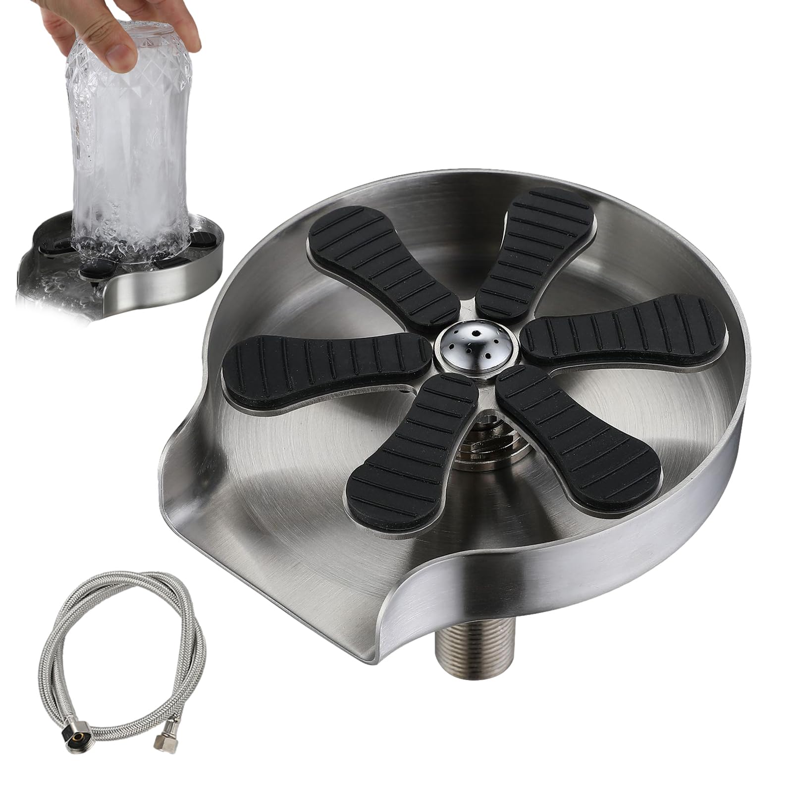 Lave-Vaisselle Automatique pour évier - Laveur de Bouteilles - avec buse à 9 Trous - Rotation à 360 ° - Outil de Nettoyage de Tasse