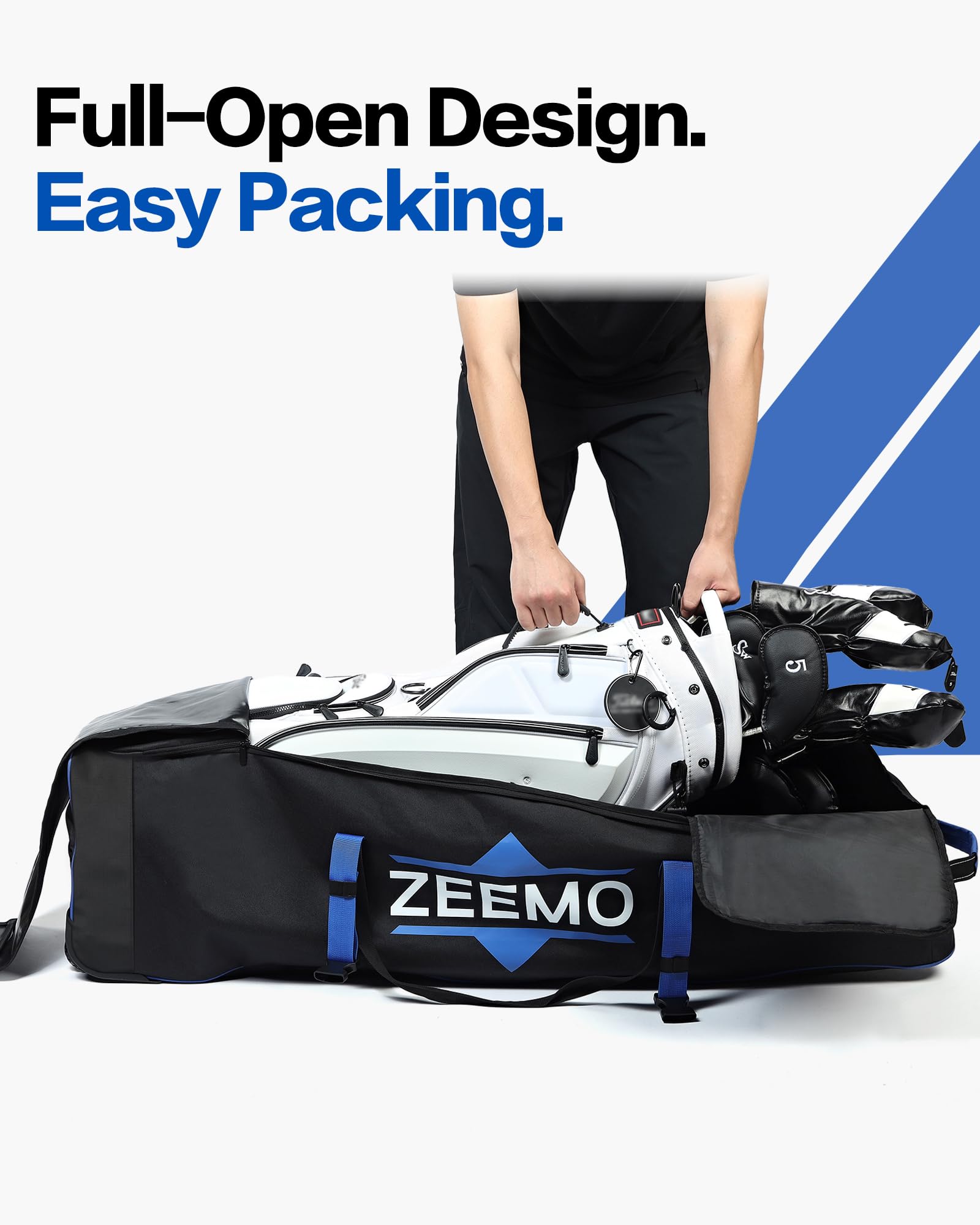 Amazon | ZEEMO フルオープン ゴルフトラベルバッグ 航空会社用 車輪