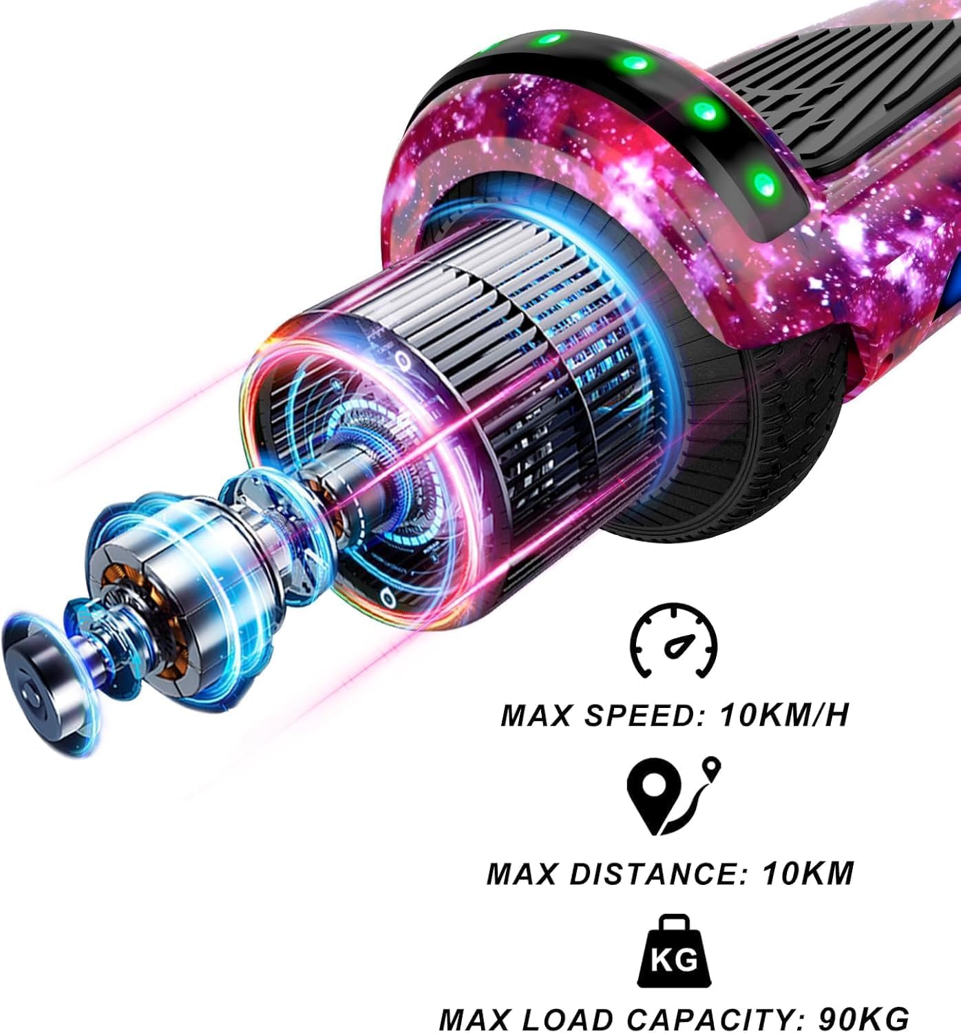SISIGAD Hoverboard Kart, Hoverboard All Terreno Auto-bilanciato da 6.5" Pollici con Altoparlanti Bluetooth e Luci LED Hoverboard Bambino