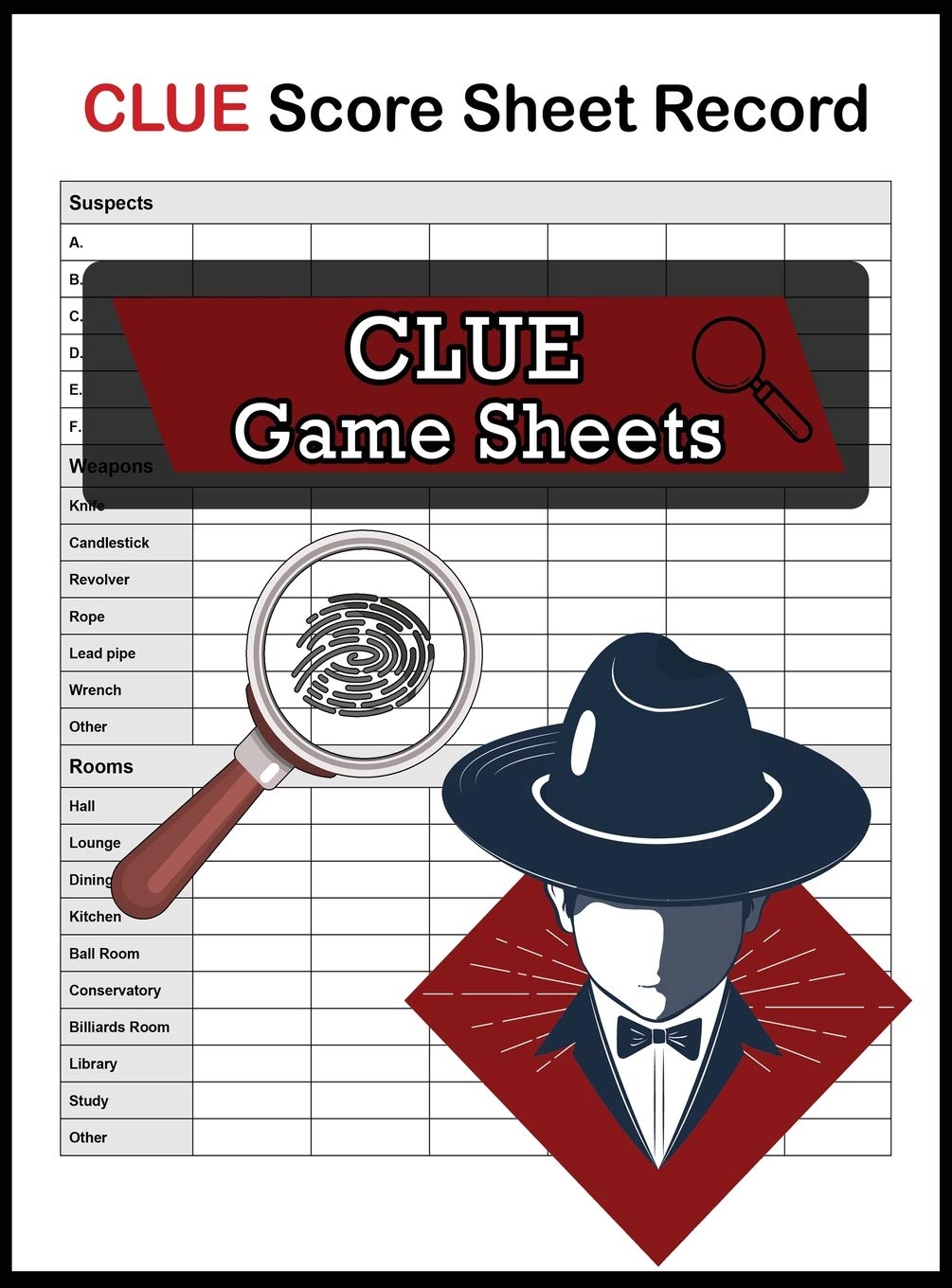 Clue Score Sheet Record, Clue Game Sheets Clue Classic Score Sheet