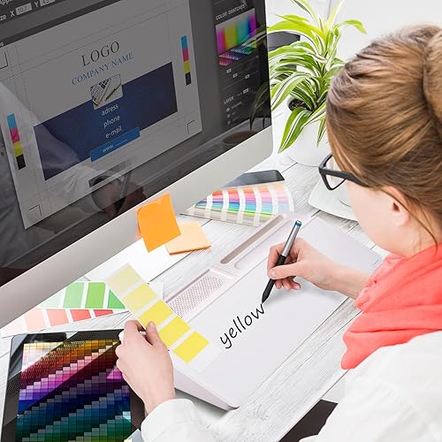 Vista 31 de TSJ OFFICE - Pizarra blanca para escritorio que se borra en seco para oficina, hogar y estudiantes, soporte para teclado de computadora, Base