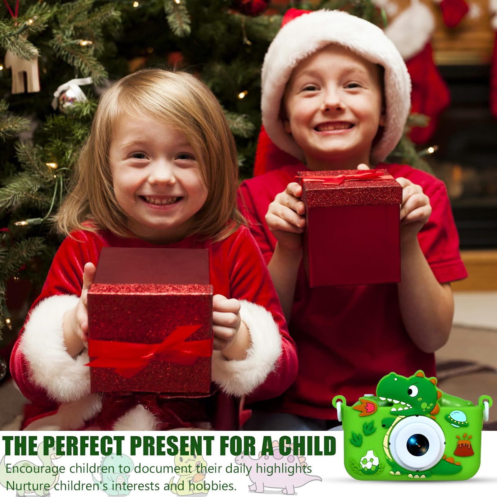 Macchina Fotografica Bambini, 2.0 Pollici Schermo Fotocamera Bambini 1080P HD Fotocamera con 32 GB, Regalo Giocattolo di Natale & Compleanno per Ragazze Ragazzi da 3-12 Anni (Verde)
