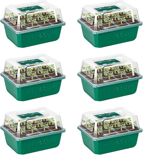 VIVOSUN 6-Pack Seed Starter Trays, 72-Cell Seed Starter Kit with
