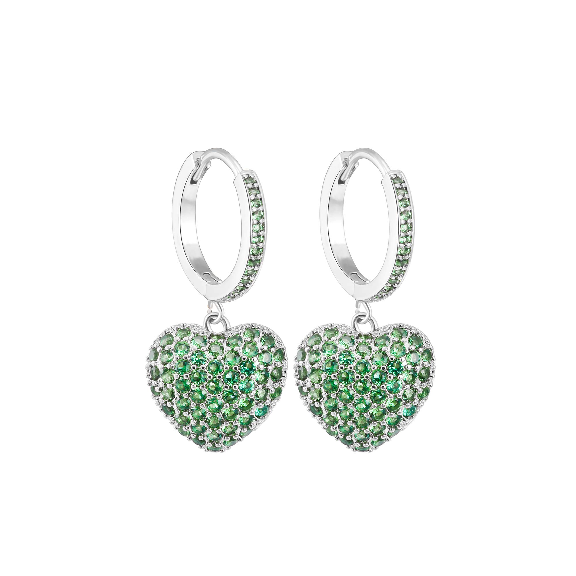 PengJin heart drop earrings dangle for Women, Birthday Gifts for Girls, Lady's Gold-plated/Silver 3A cubic zircon