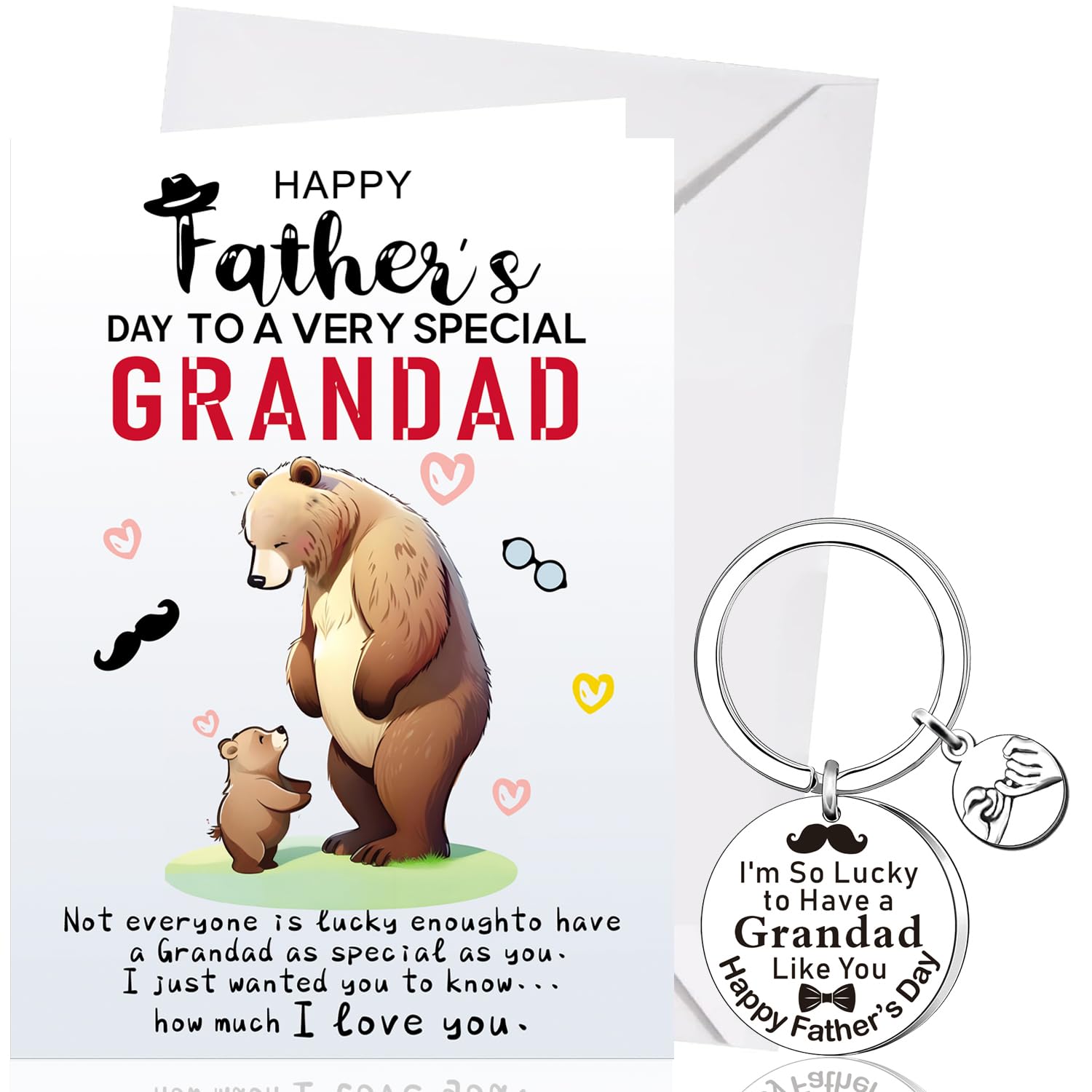 XINDY Grandad Fathers Day Card, Happy Fathers Day Card Grandad Keyring Father's Day Gifts from Grandchildren