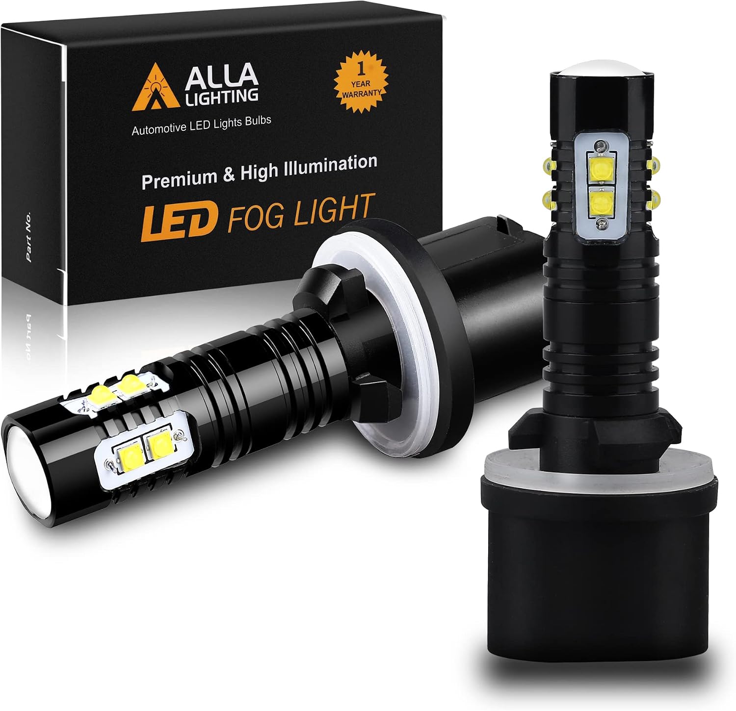Alla Lighting CREE 50W 880 899 LED Fog Lights Bulbs, 6000K Xenon White High Power Lamps Replacement 893 886 890 892